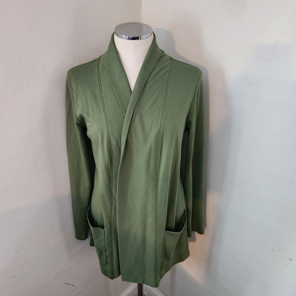 Isaac Mizrahi Green Open Front Cardigan Women's Size Small